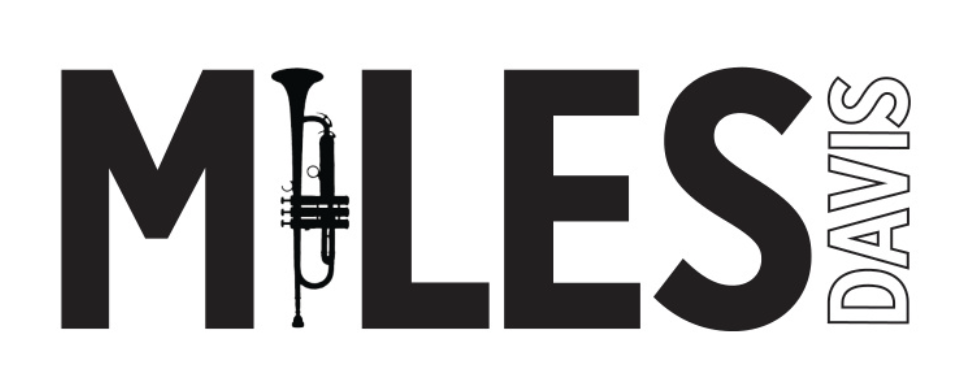 Miles Davis logo incorporating a trumpet into the wordmark